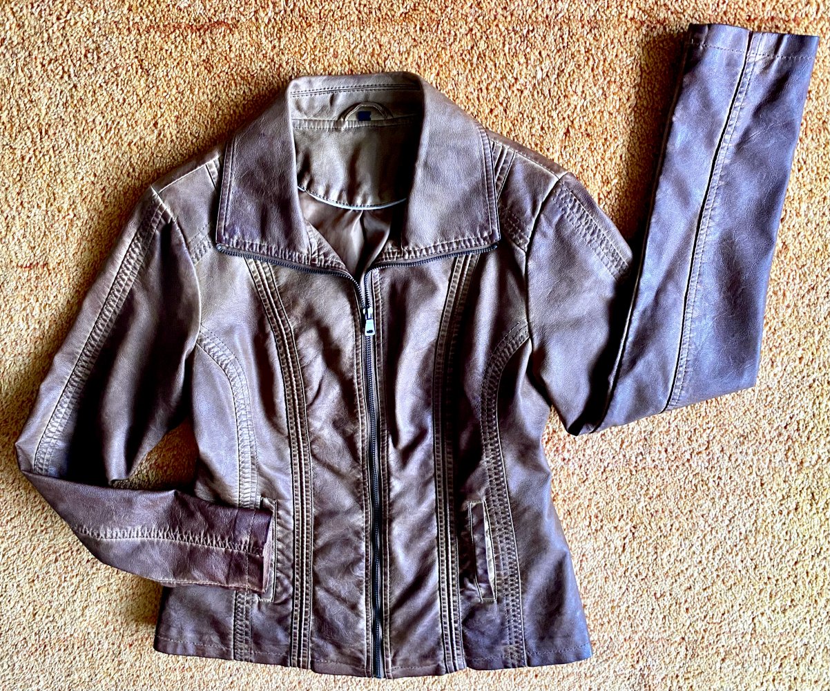 NEU Damen Jacke EDEL Leder-Look verwaschener Optik Gr.40 in Cognac braun P.179,90€ 