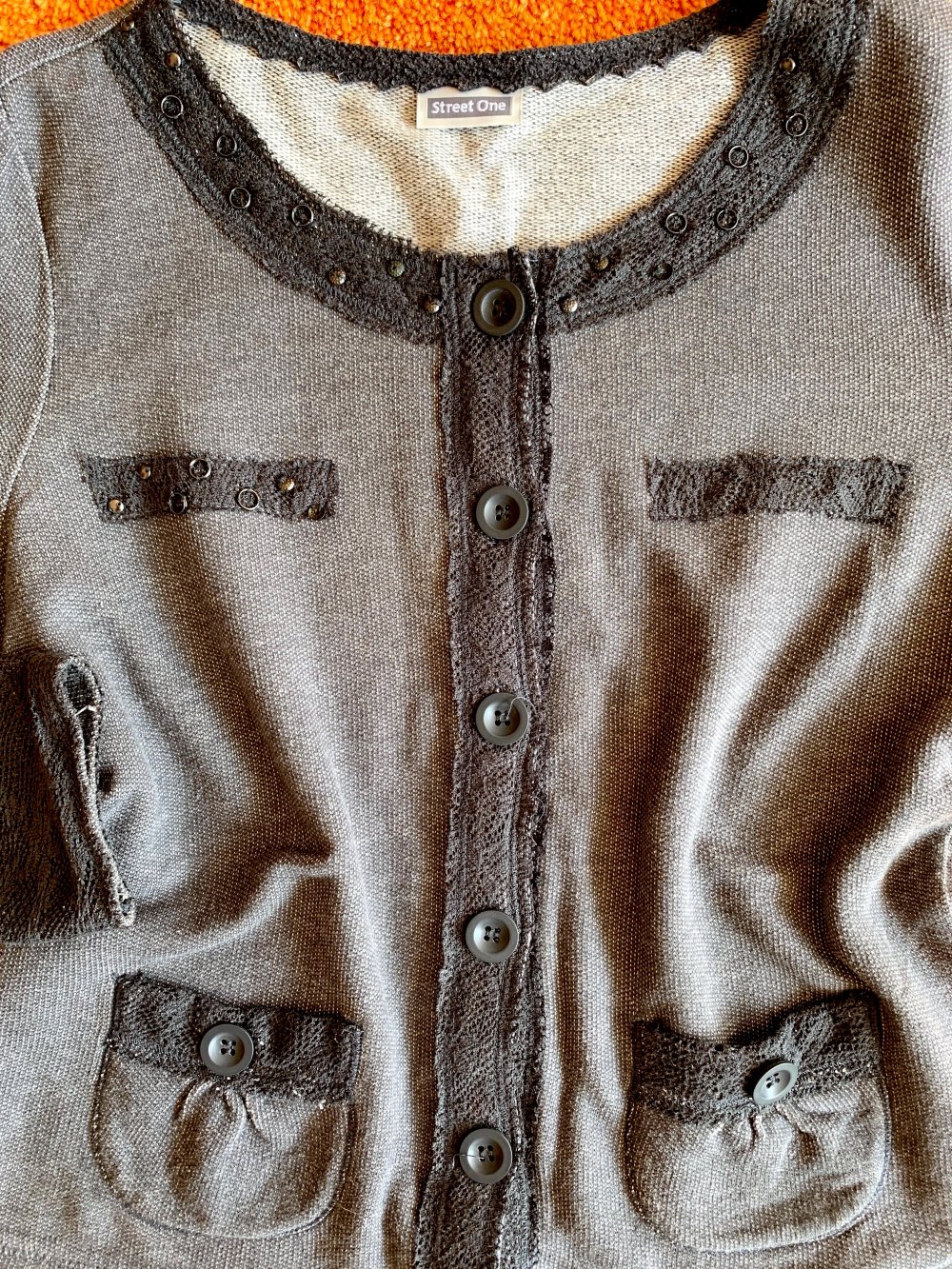 Damen Jacke Strick mit Pailletten Gr.S in Grau von Street One NW