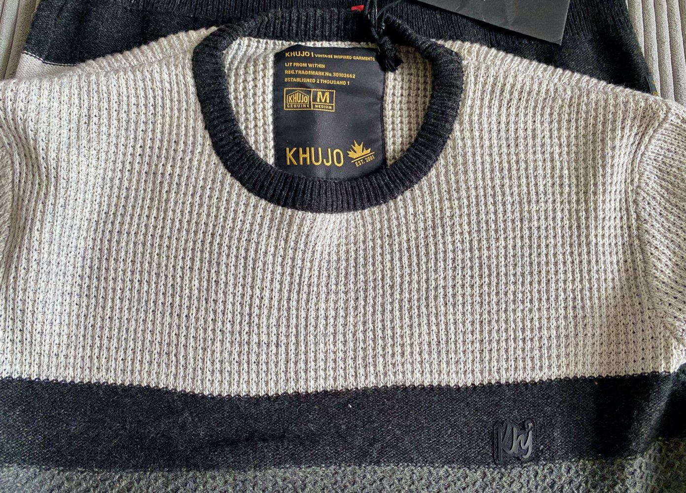 NEU Herren Pullover Wolle Strick gestreift Gr.M in Grau von Khujo