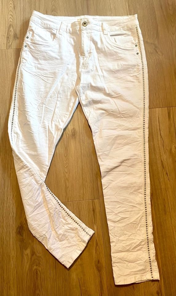 Damen Hose Sommer Jeans Stretch Crash Gr.42 in Weiß von Jewelly NW 