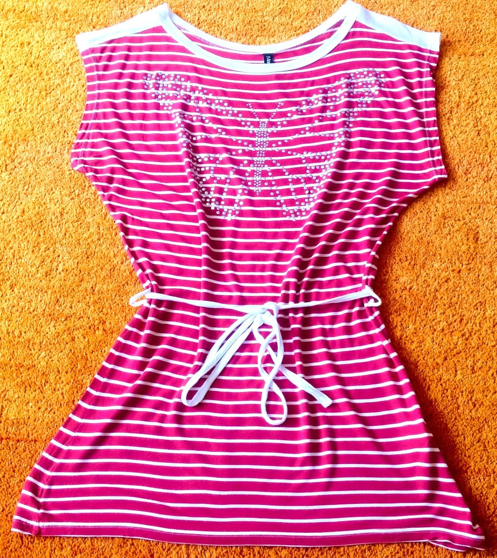 Damen Sommer Kleid Tunika Gr.M gestreift in Pink/Weiß von Madonna