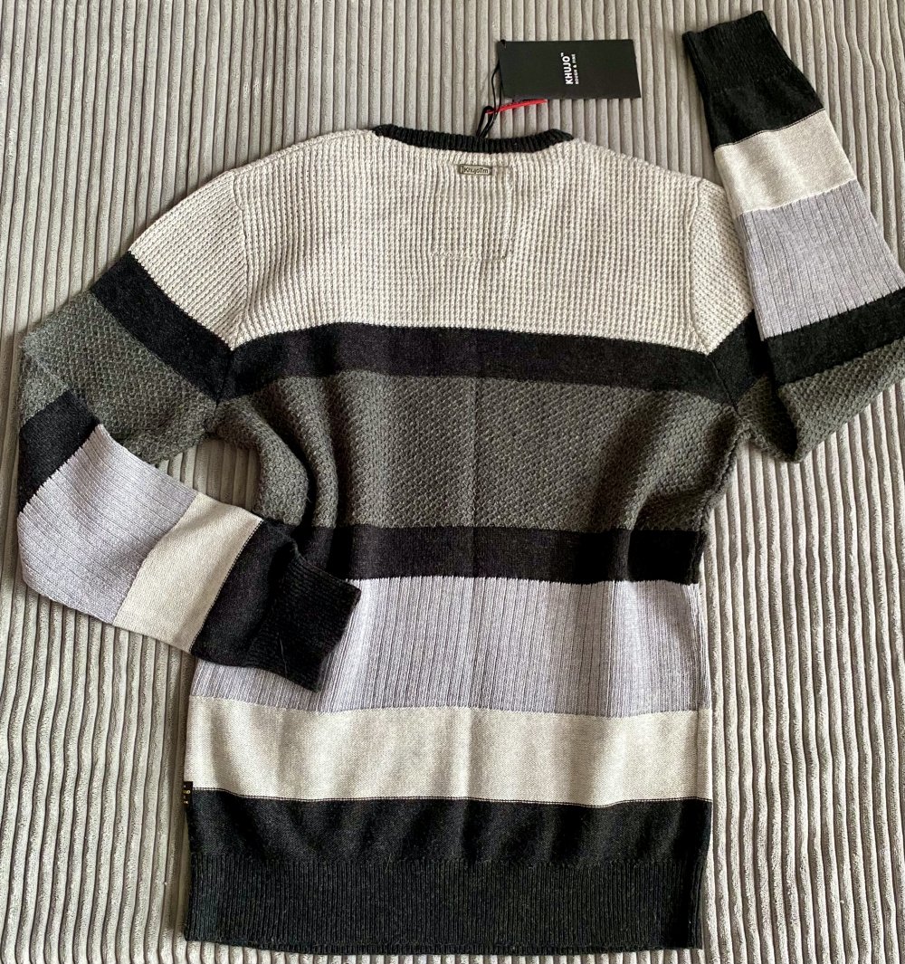 NEU Herren Pullover Wolle Strick gestreift Gr.M in Grau von Khujo