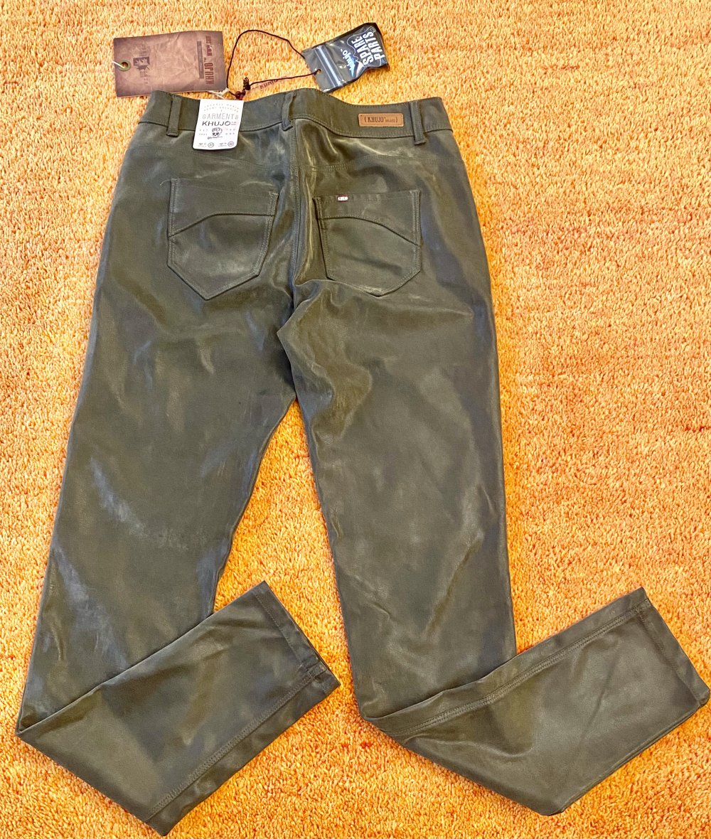 NEU Damen Hose Stretch Leder Imitat Gr.36(27/32)in Khaki Grün von Khujo 