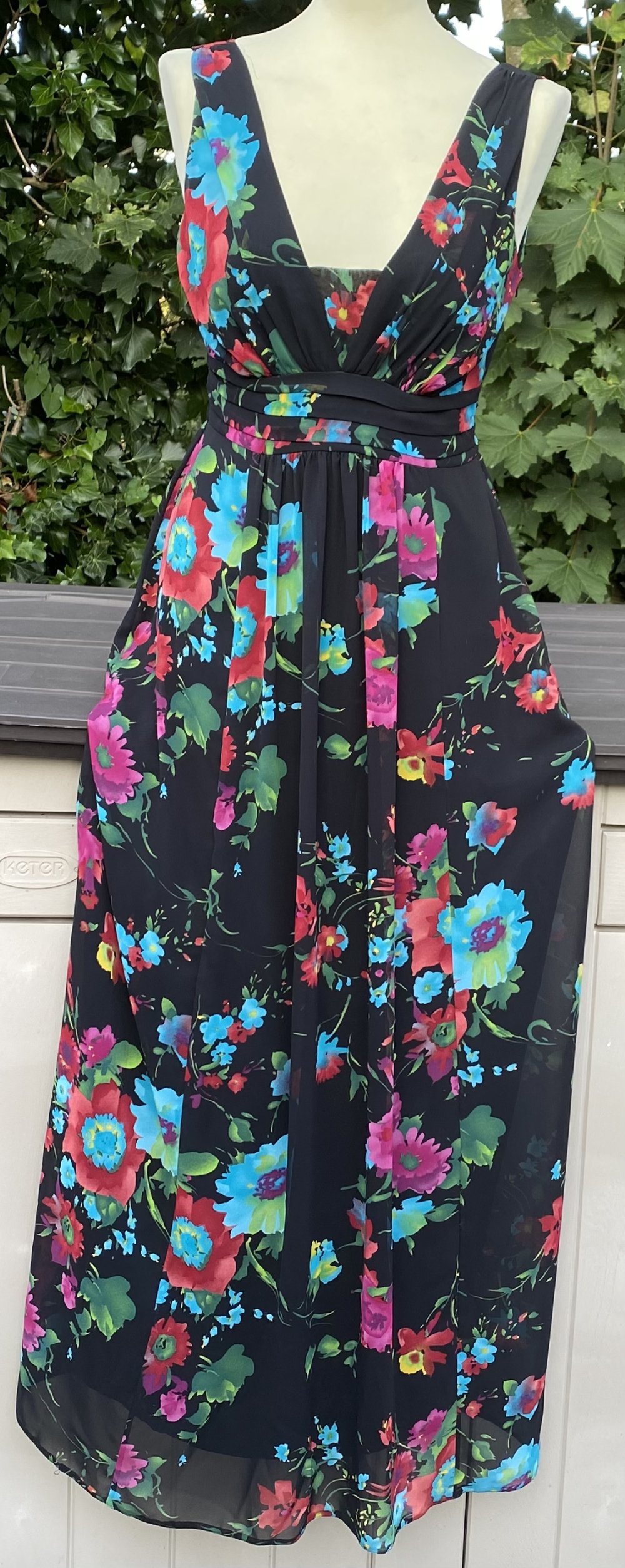 Damen Kleid Sommer Maxi Empire Stil Gr.38 Bunt geblumt von Yessica NW ???? 