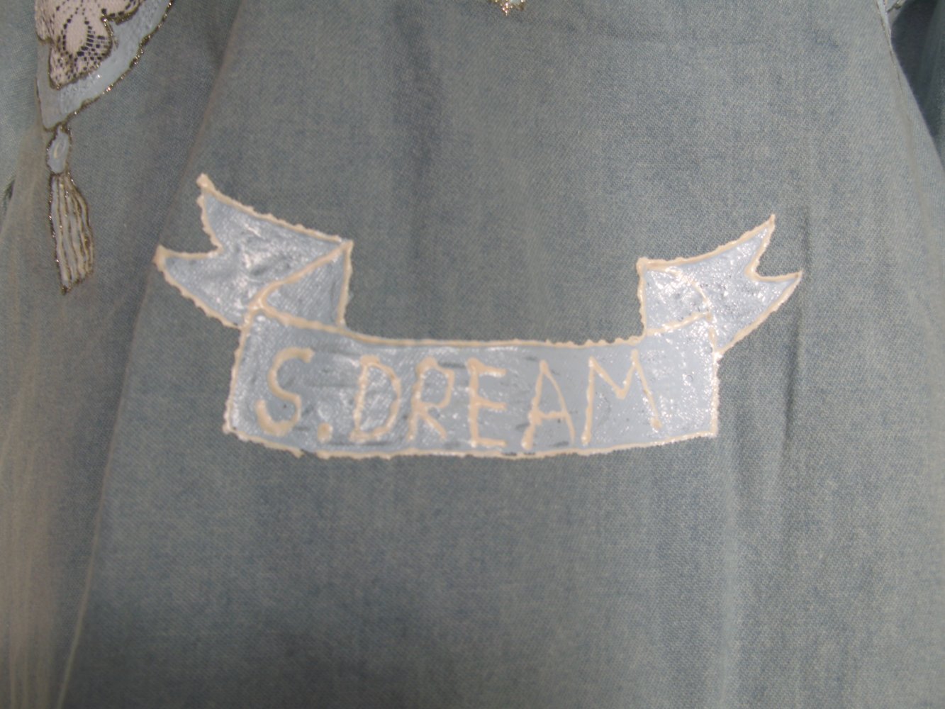 Festliche Jeansbluse Spitze Einzelstück