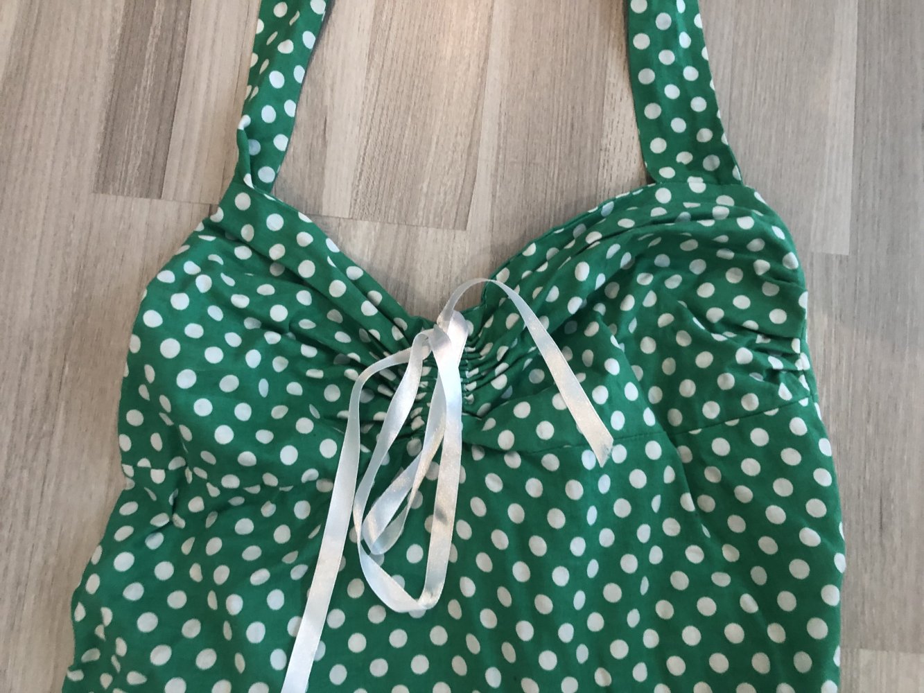 50er Jahre Kleid - Größe 38-40 - weiß-grün gepunktet - TOP!