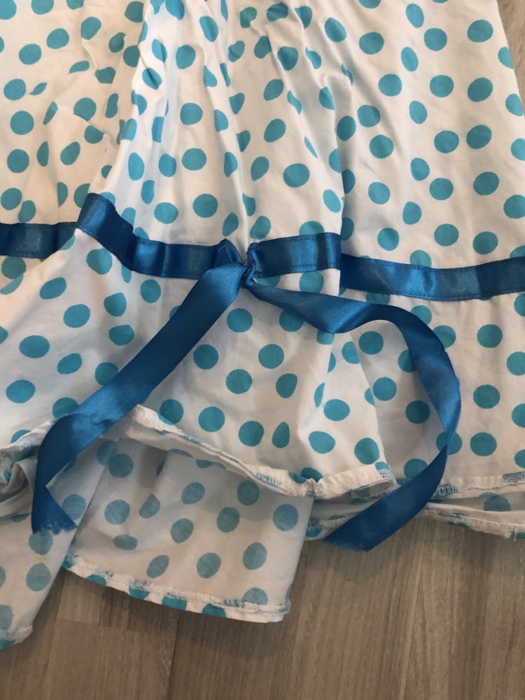 50er Jahre Kleid - Größe 38-42 - weiß-blau gepunktet - TOP!