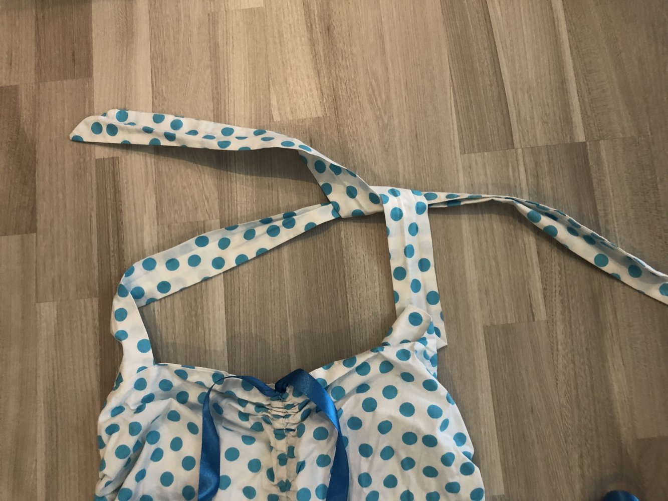 50er Jahre Kleid - Größe 38-42 - weiß-blau gepunktet - TOP!