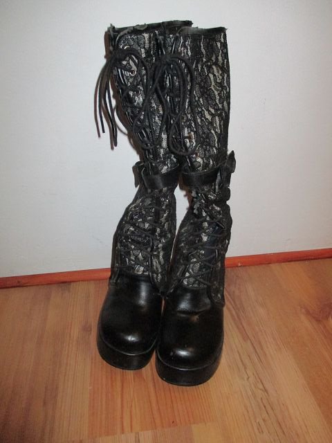 Inamagura Stiefel - Gothic - Größe 38 - Schwarz weiß 