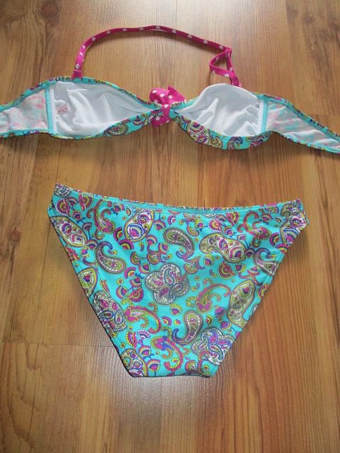 Blau pinker Neckholderbikini von She - Größe 38/40 - super Zustand!