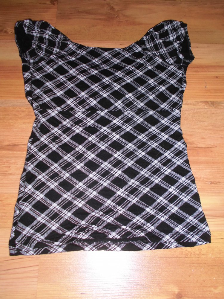 Schwarz-weiß kariertes Shirt - Madonna - Größe XS - super Zustand!