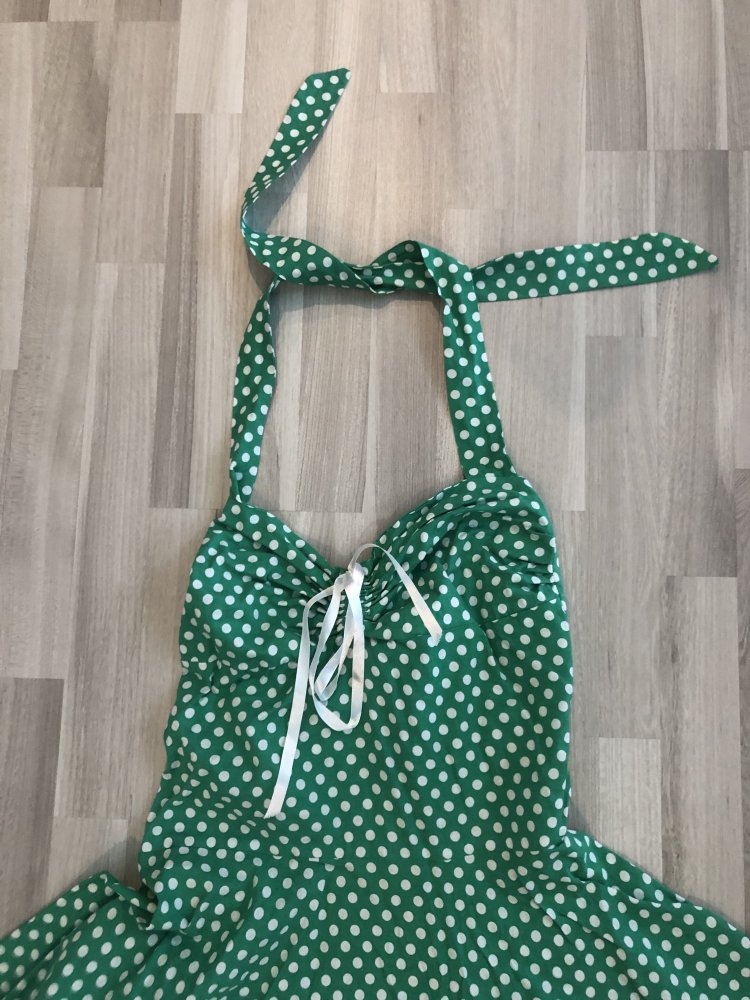 50er Jahre Kleid - Größe 38-40 - weiß-grün gepunktet - TOP!