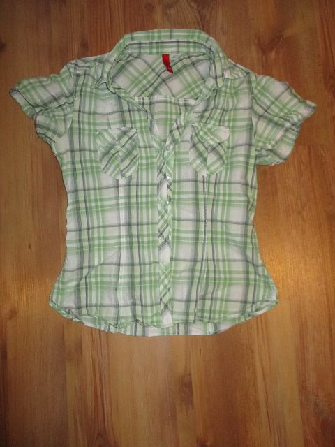 Grün weiß karierte Bluse von Divided by H&M - Größe 34 - TOP Zustand!
