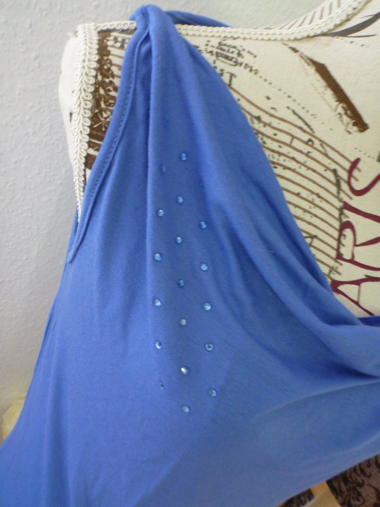 blaues T-Shirt mit Strasssteinen Gr. 38
