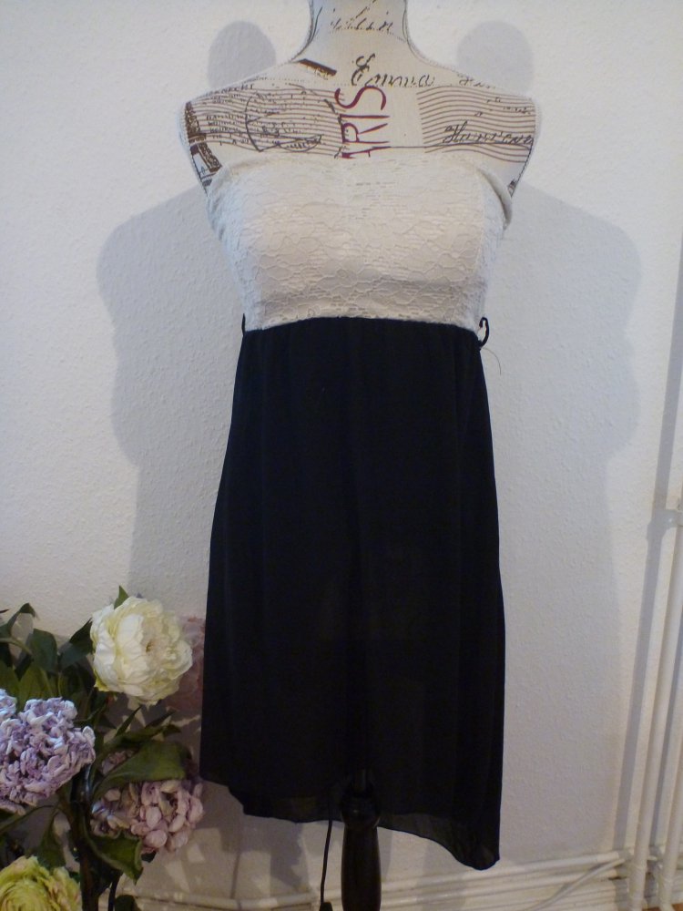 schwarz weißes trägerloses Kleid, Gr. S/36