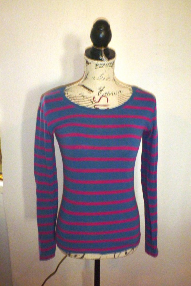 blau-pink gestreiftes Longsleeve Gr. S/36