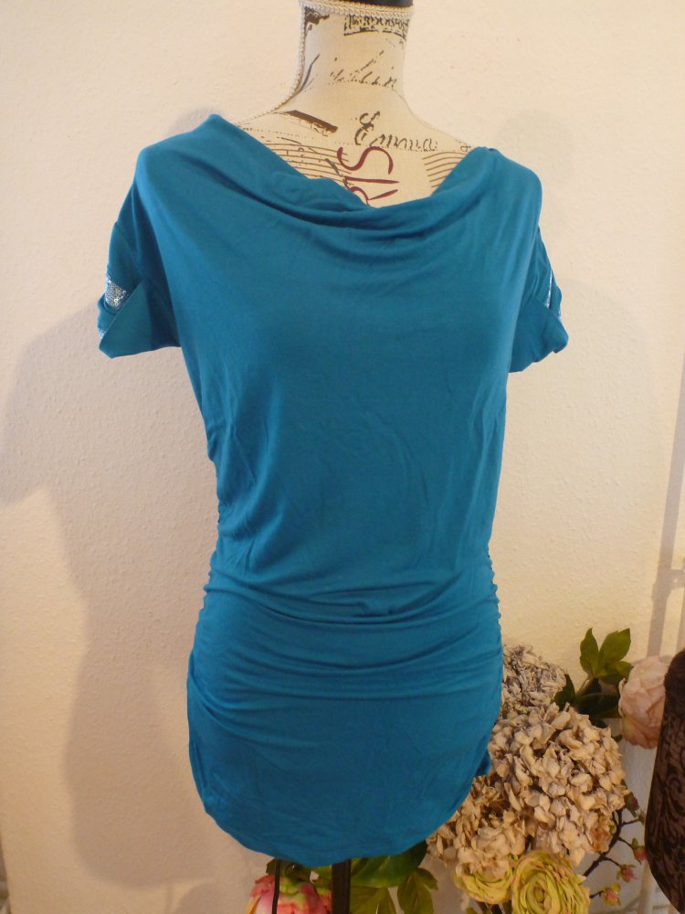 türkises Top mit Pailletten Gr. S/M