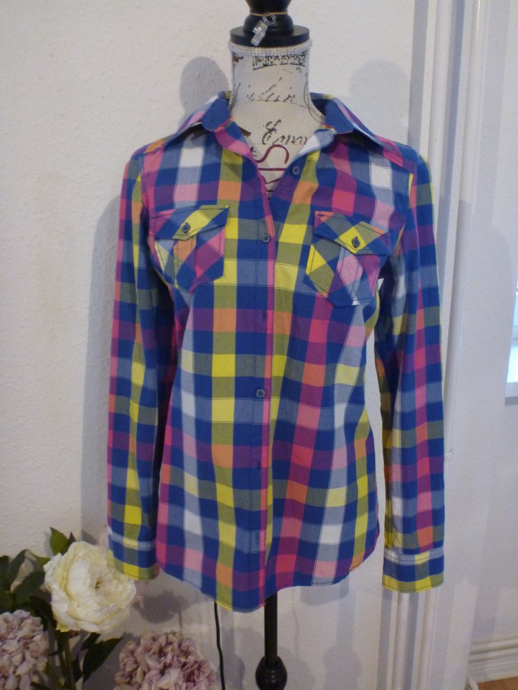 bunt karierte Bluse Gr. 36/S