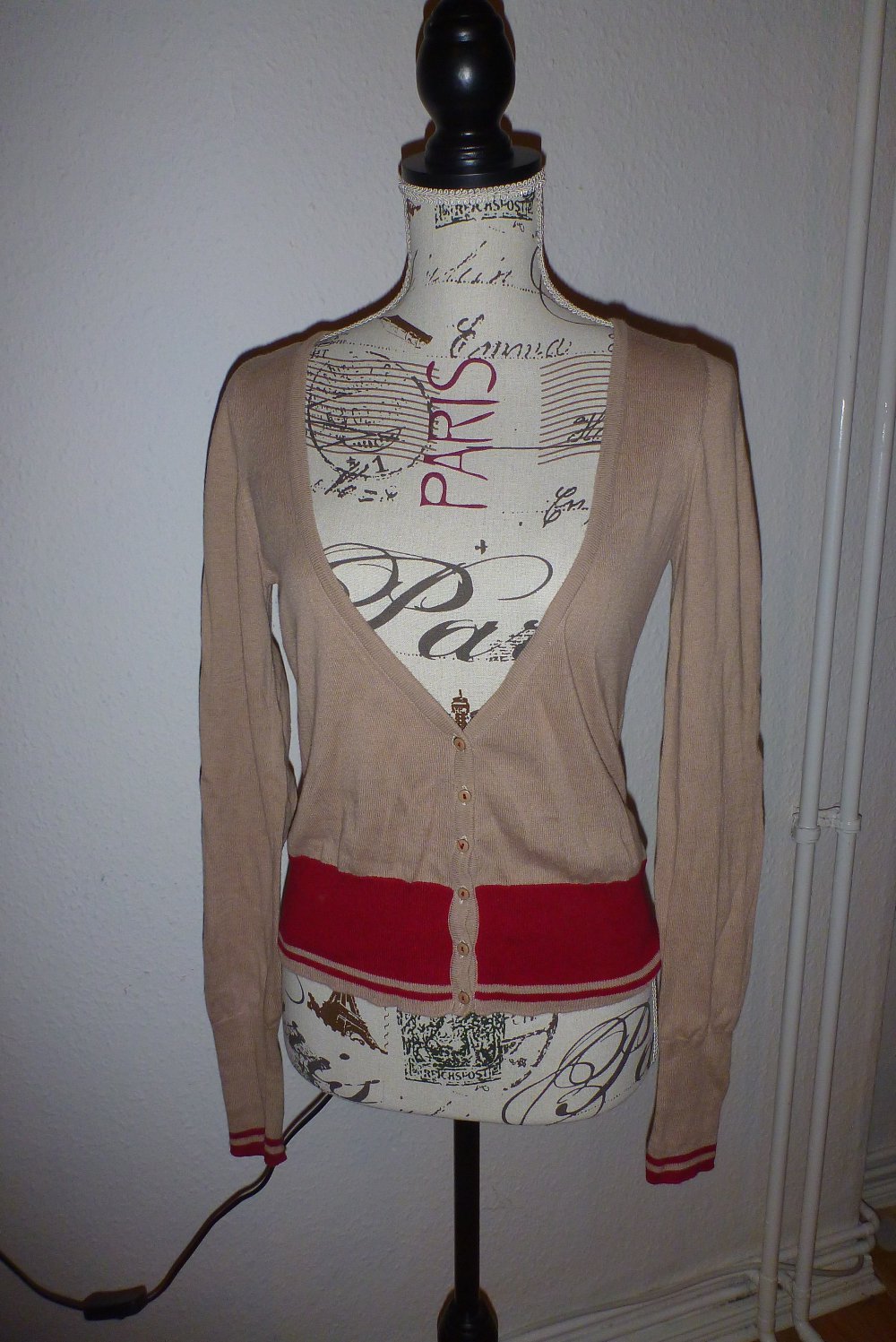 Strickjacke braun weinrot, Gr. S/36