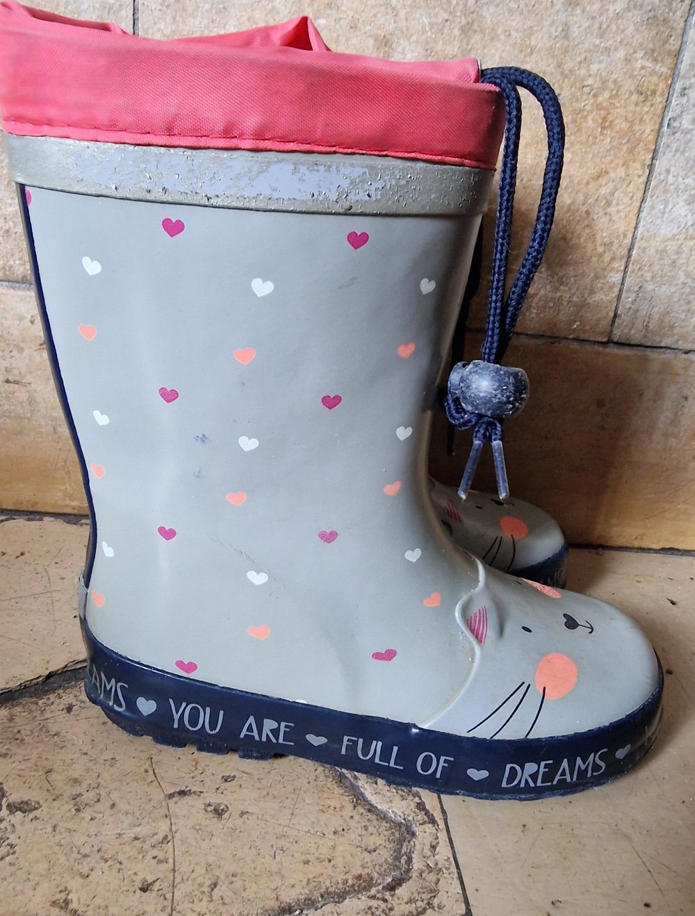 Gummistiefel Mädchen Kind gefüttert Katze Regen Stiefel