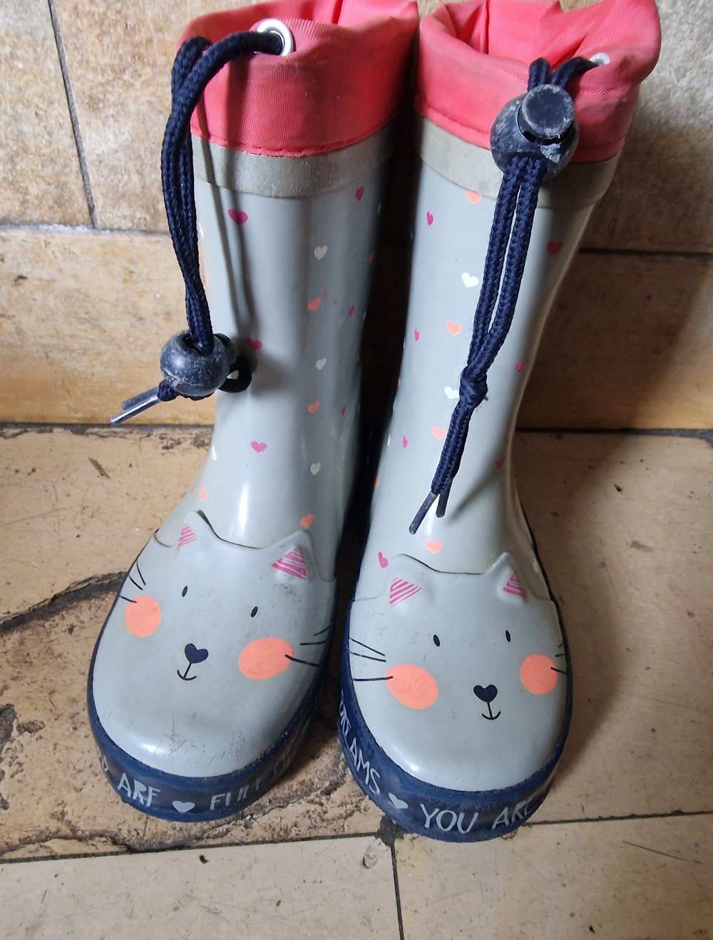 Gummistiefel Mädchen Kind gefüttert Katze Regen Stiefel