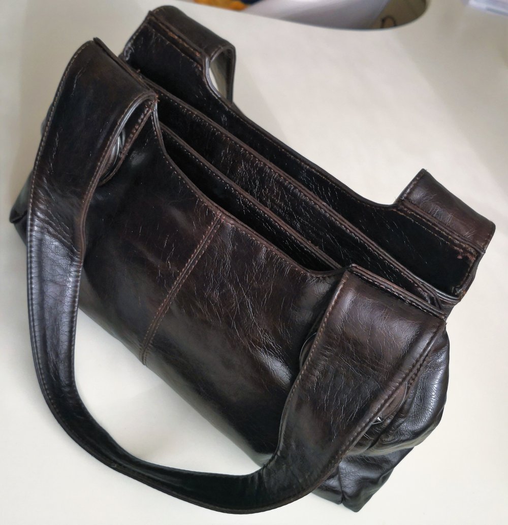 Echtleder Handtasche, dunkelbraun, wie neu