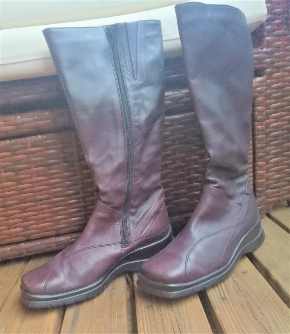 gefütterte Stiefel von Remonte, Gr. 37, Winterstiefel, Lederstiefel, dunkles taupe/violett