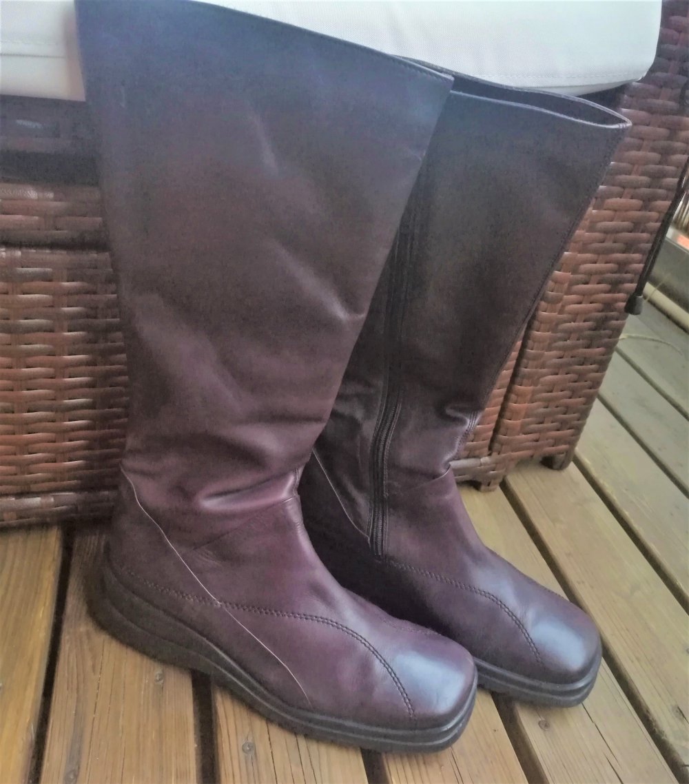 gefütterte Stiefel von Remonte, Gr. 37, Winterstiefel, Lederstiefel, dunkles taupe/violett