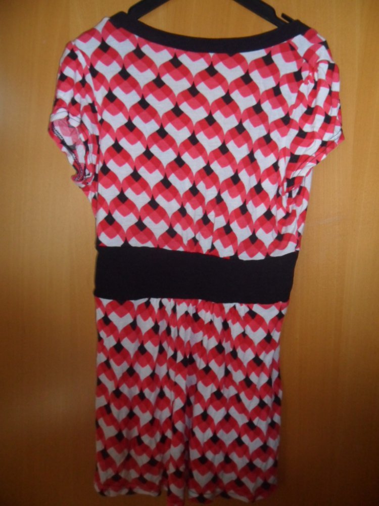 Shirt rot, weiß, schwarz gemustert Gr. S
