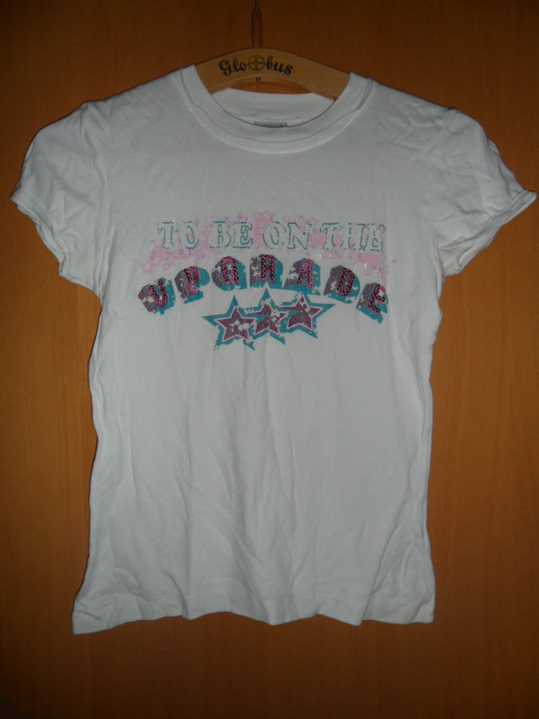 Weißes Shirt mit pinken Pailletten Gr. S