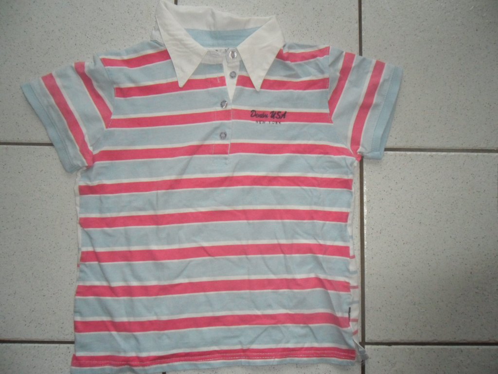 Blau, pink, weiß gestreiftes Polo Shirt Gr. S