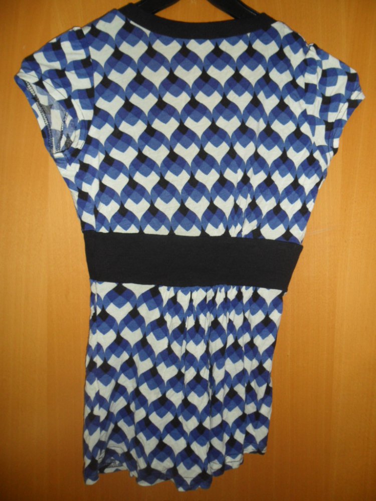 Shirt blau, weiß, schwarz gemustert Gr. S
