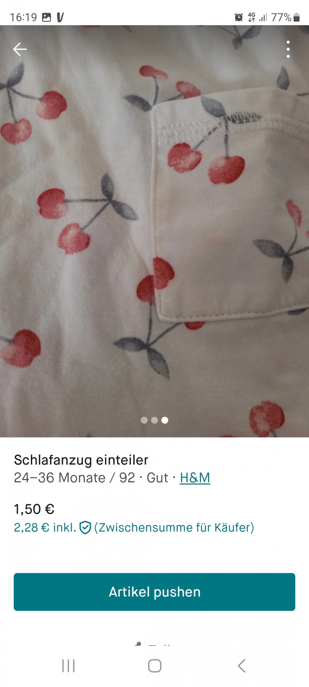 Schlafanzug  mit Kirschen 