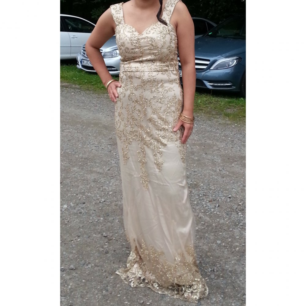 Abendkleid Beige Gold 