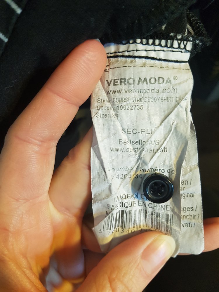 Bodybluse Blusenbody Vero Moda XS schwarz Nadelstreifen