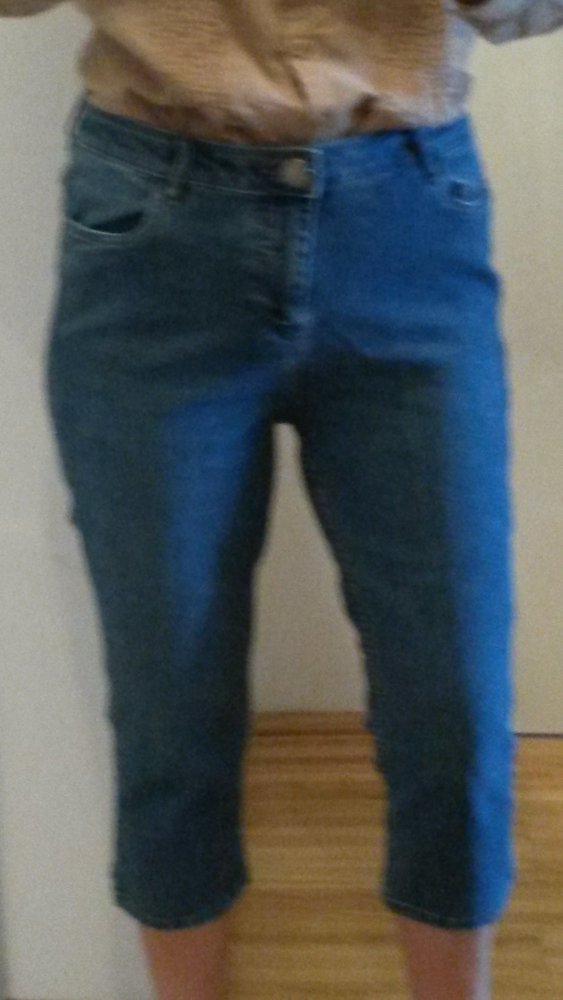 3/4-Jean in mittelblau,