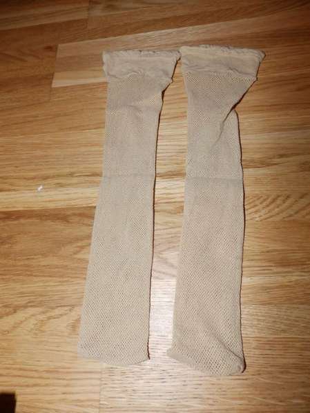 Netzkniestrümpfe onesize cremefärbig,