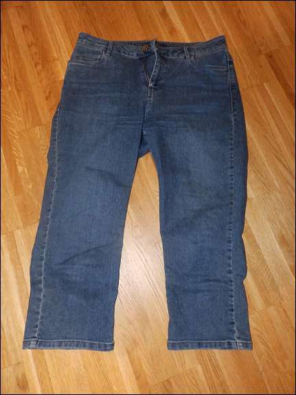 3/4-Jean in mittelblau,