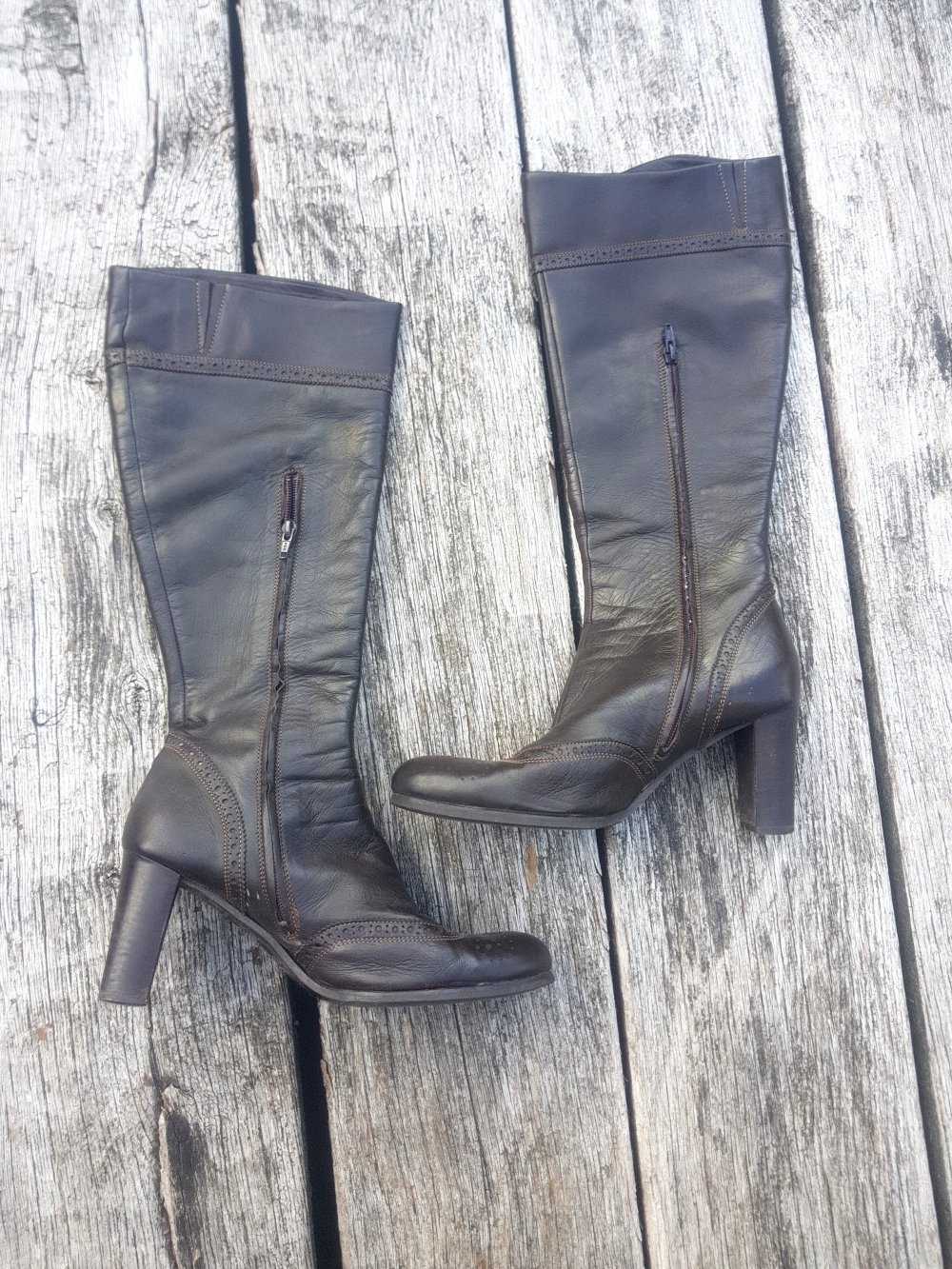 Braune Lederstiefel in Budapester-Stil von Marc O'Polo