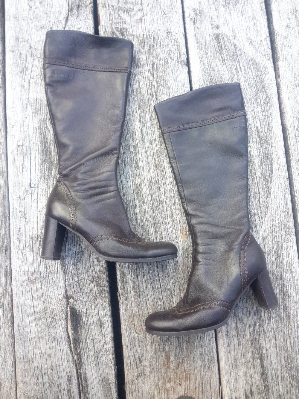 Braune Lederstiefel in Budapester-Stil von Marc O'Polo