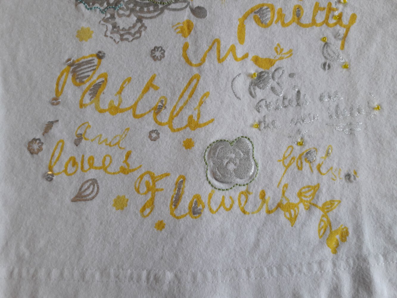 T-Shirt, weiß mit gelb/silber, Gr. 92