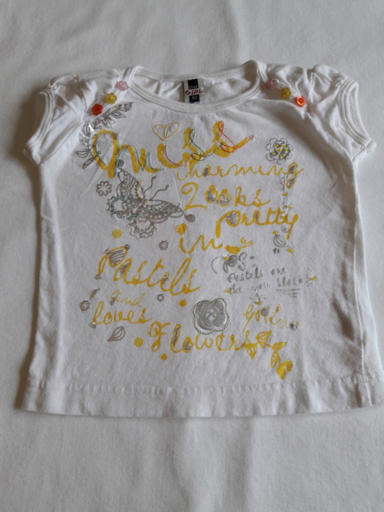 T-Shirt, weiß mit gelb/silber, Gr. 92