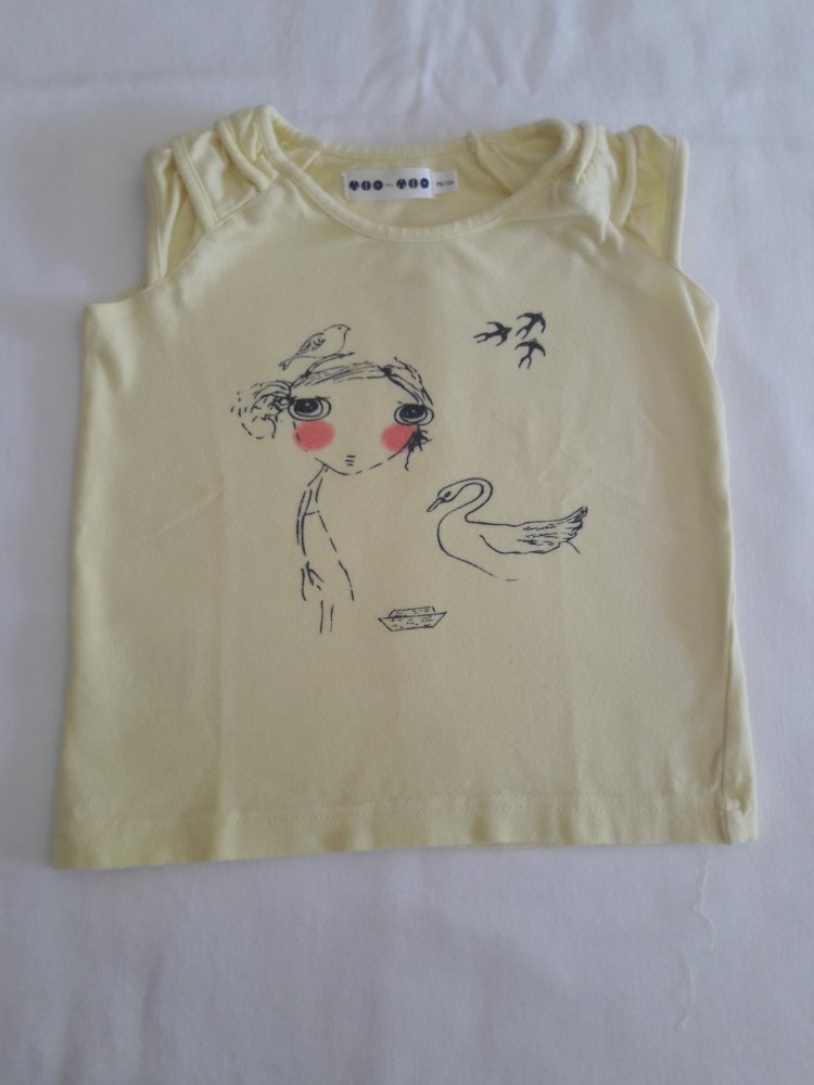 Shirt, gelb mit Gesicht und Schwan, Gr. 98/104