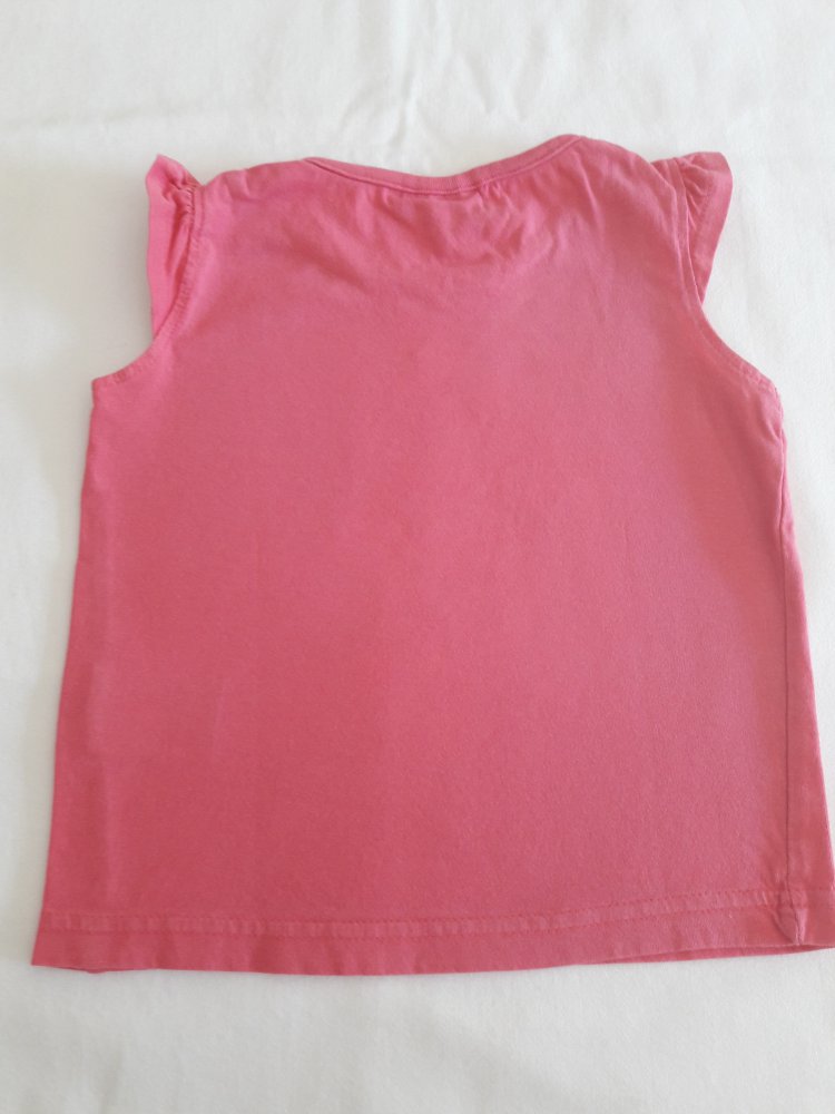 Shirt, pink mit weiß/rosa/türkisem Aufdruck, Gr. 98