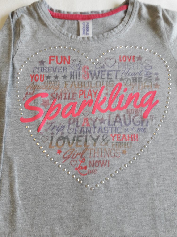 Langarmshirt, grau mit großem Herz, Gr. 104