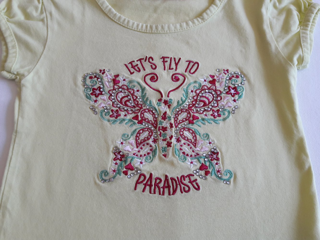 T-Shirt, gelb, mit Stickerei, Gr. 92/98