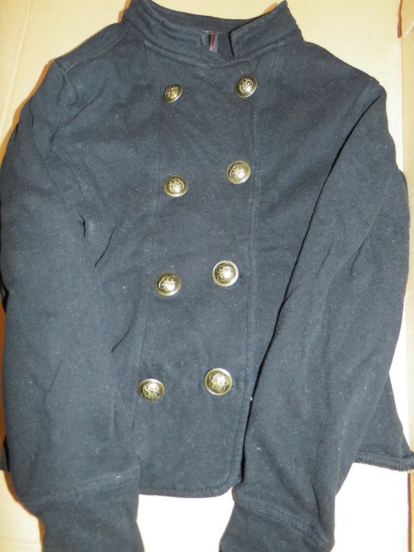 Mädchen-Jacke schwarz mit Zierknöpfen (zweireihig)