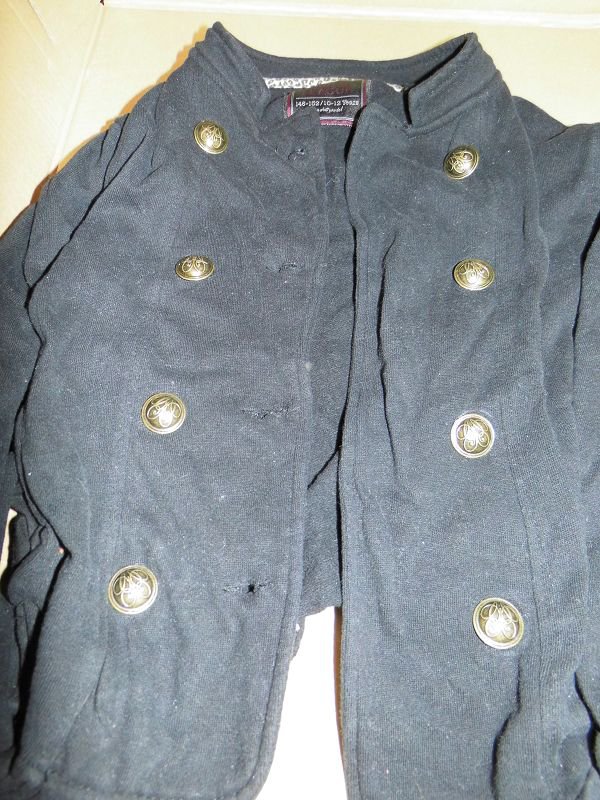 Mädchen-Jacke schwarz mit Zierknöpfen (zweireihig)