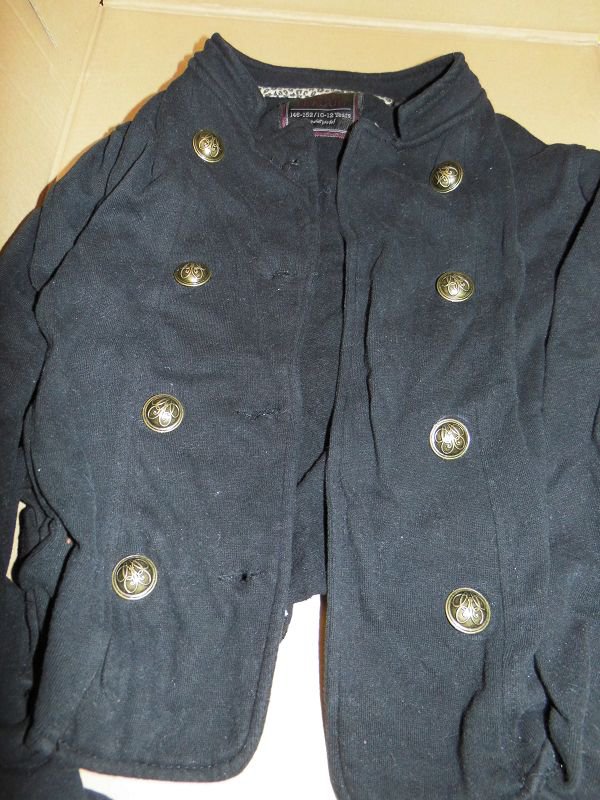 Mädchen-Jacke schwarz mit Zierknöpfen (zweireihig)