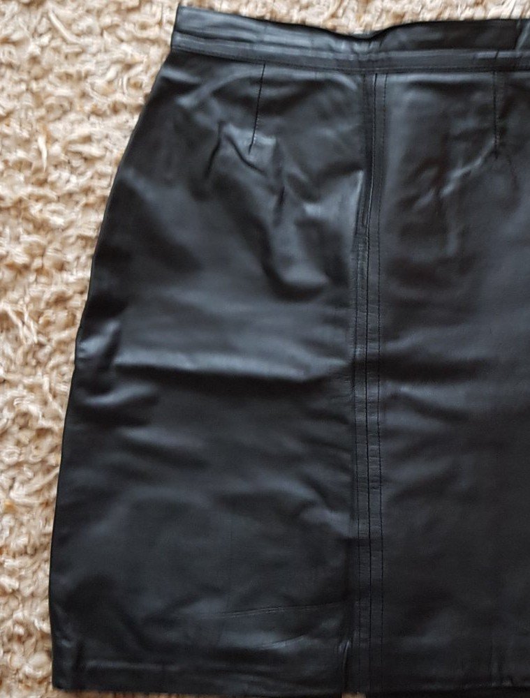 Vintage Echt Leder Rock Highwaist schwarz Gr.XS